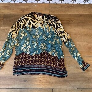 Wild Cat, Floral Patterned women shirt long sleeve size 3X